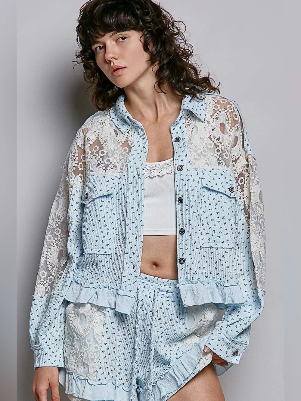 POL “ Coastal Keepsake Set “ | Crochet Patchwork Boho Lounge Set | Sky Blue
